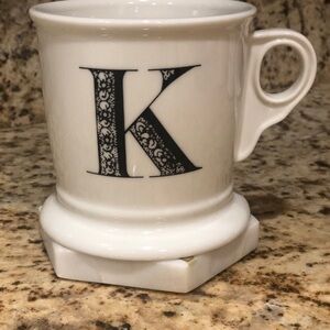 Anthropologie White Ceramic Monogram K Mug